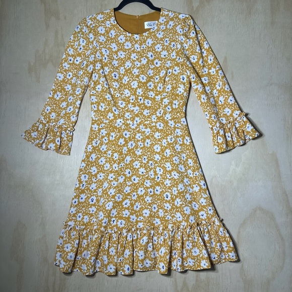 Eliza J Marigold Floral Mini Dress Size 4 - Picture 1 of 11